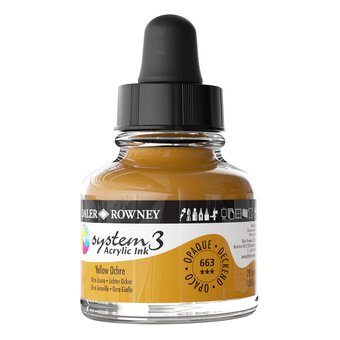 Daler-Rowney System3 Yellow Ochre Acrylic Ink 29.5ml