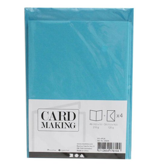 Pearlescent Blue Cards  A6 4 Pack