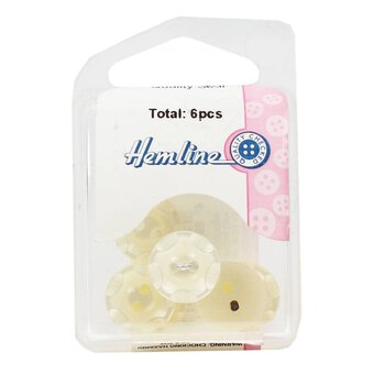 Hemline Cream Basic Scalloped Edge Button 6 Pack
