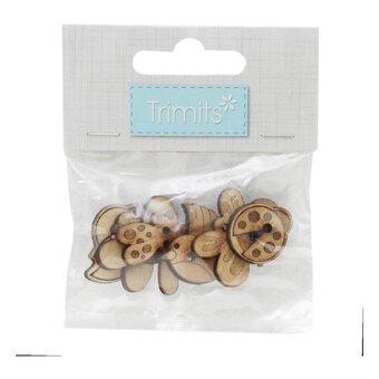 Trimits Wooden Flutter Buttons 6 Pieces