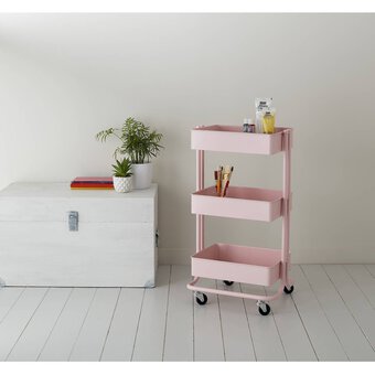 Blush Pink Three Tier Storage Trolley