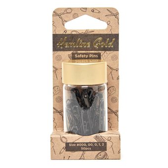 Hemline Gold Black Safety Pins 50 Pack