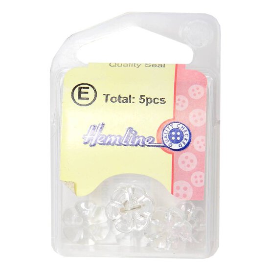 Hemline Clear Novelty Flower Button 5 Pack image number 2