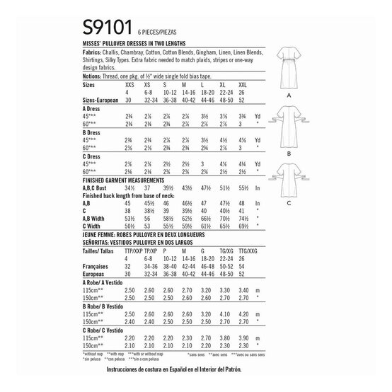 Simplicity Pullover Dress Sewing Pattern S9101 (XXS-XXL) image number 2