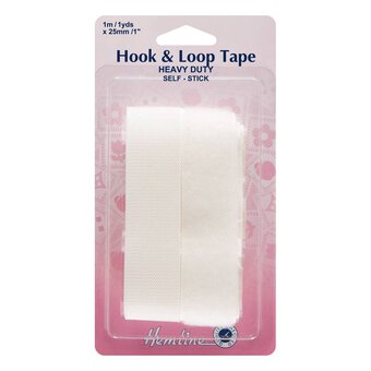 Hemline White Hook and Loop Heavy Duty Tape 25 mm x 1 m