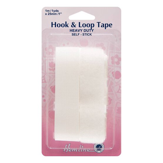 Hemline White Hook and Loop Heavy Duty Tape 25 mm x 1 m image number 1