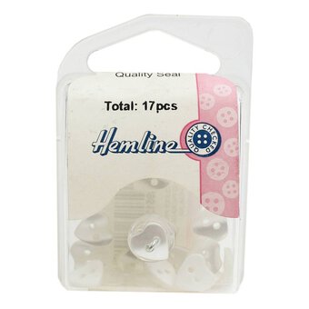 Hemline White Basic Hearts Button 17 Pack