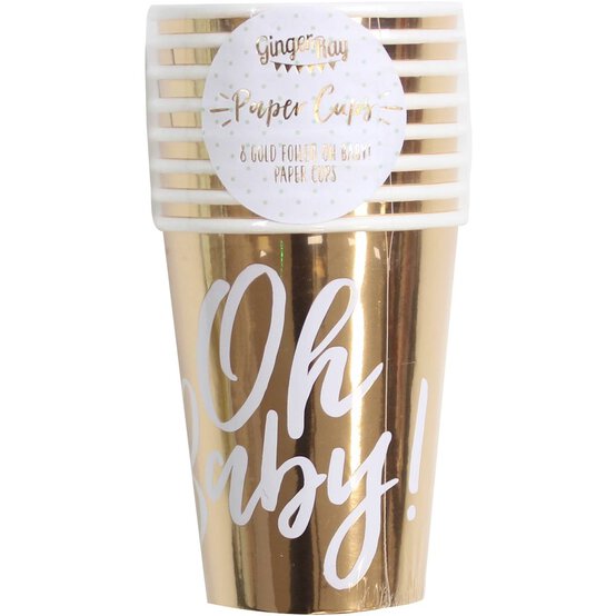 Ginger Ray Oh Baby Paper Cups 8 Pack image number 3