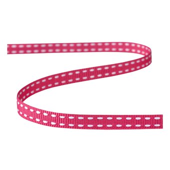 Hot Pink Grosgrain Running Stitch Ribbon 6mm x 5m