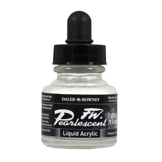 Daler-Rowney White Pearl FW Pearlescent Liquid Acrylic 29.5ml image number 1