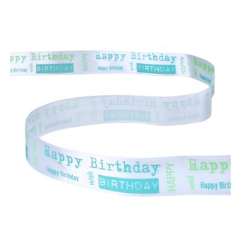 Baby Blue Happy Birthday Ribbon 25mm x 3m