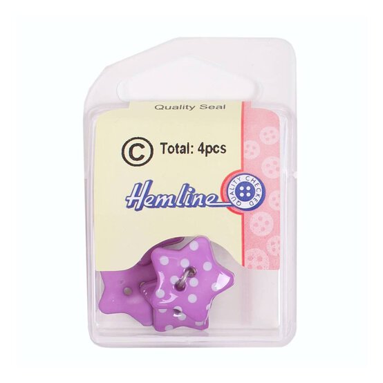 Hemline Purple Novetly Star Button 4 Pack image number 2