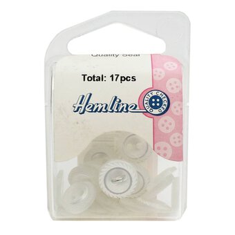 Hemline White Basic Cut Edge Button 17 Pack