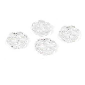 Hemline Clear Novelty Flower Button 4 Pack