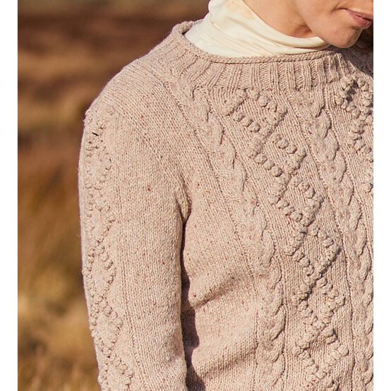 Sirdar Haworth Tweed Crew Neck Cable Jumper Pattern 10146 image number 4