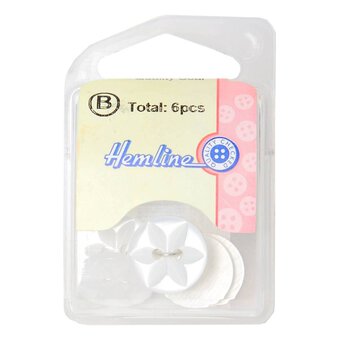 Hemline White Basic Star Button 6 Pack