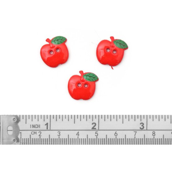Trimits Red Apple Craft Buttons 6 Pieces image number 3