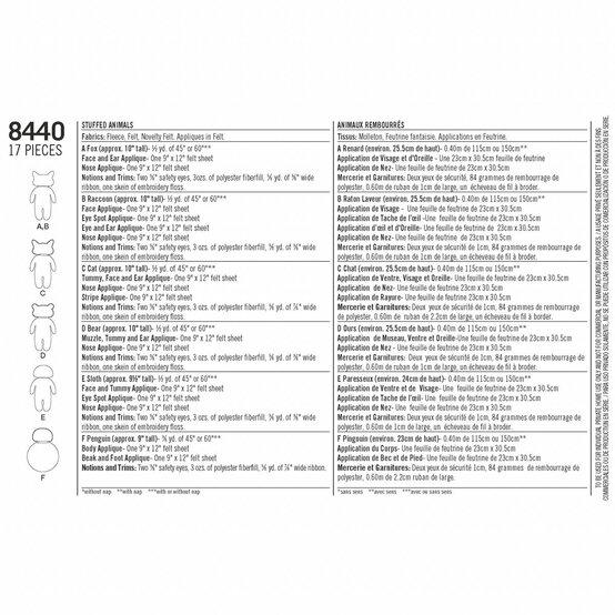 Simplicity Stuffed Animals Sewing Pattern 8440 image number 3