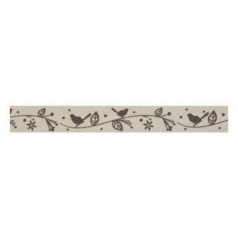 Brown Bird Cotton Ribbon 15mm x 5m