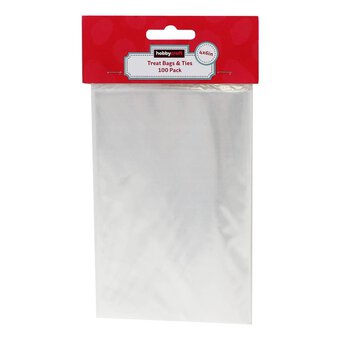 Clear Treat Bags with Ties 10 x 15cm 100 Pack