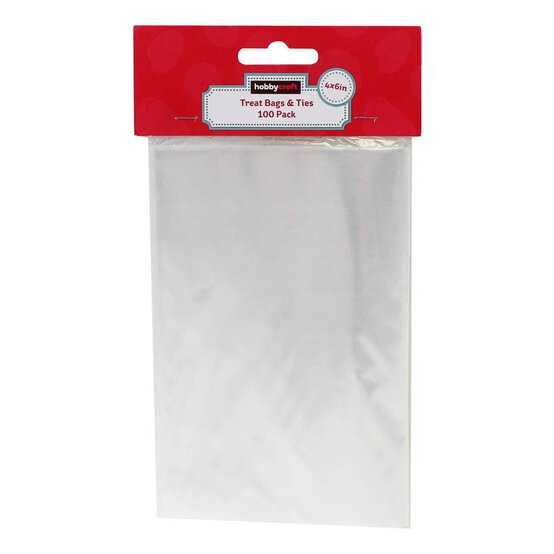 Clear Treat Bags with Ties 10 x 15cm 100 Pack image number 2