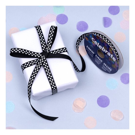 Black Grosgrain Polka Dot Ribbon 6mm x 5m image number 5