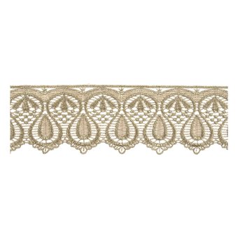 Gold 60mm Metallic Ornate Motif Lace Trim by the Metre
