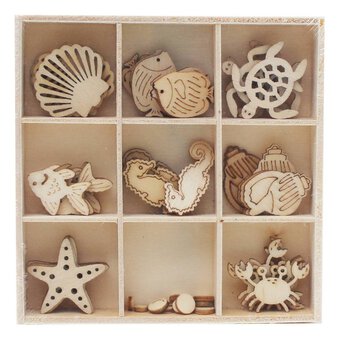 Sealife Wooden Embellishments 45 Pack