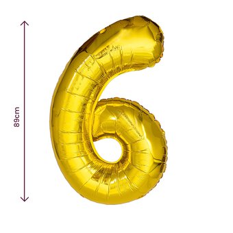 Extra Large Gold Foil Number 6 Balloon