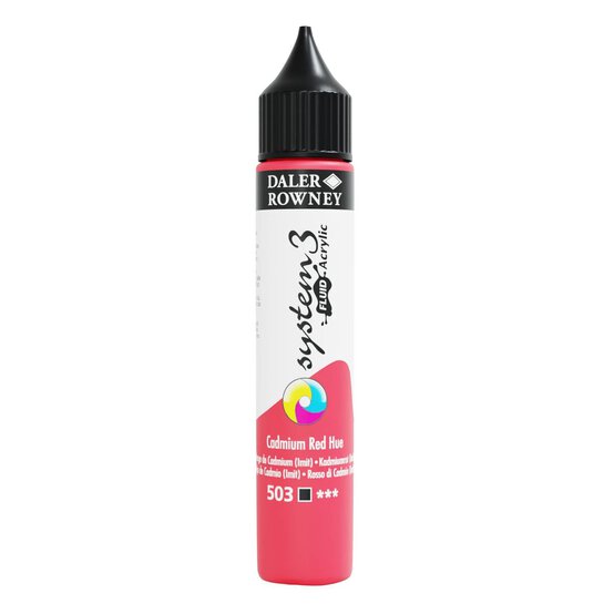 Daler-Rowney System3 Cadmium Red Hue Fluid Acrylic 29.5ml (503) image number 1