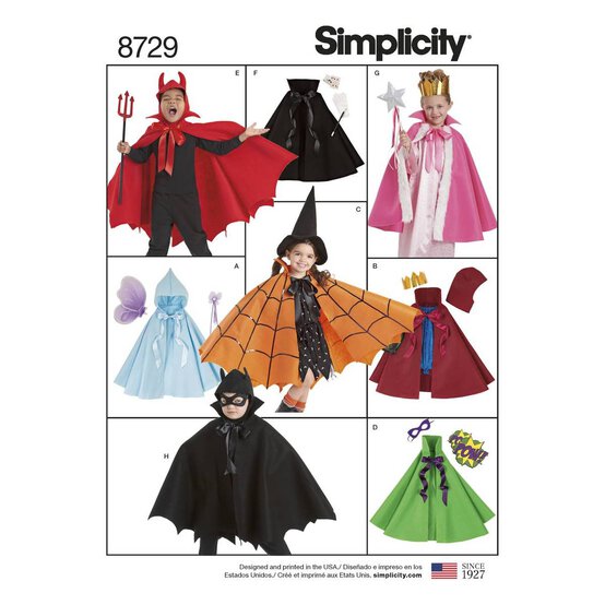 Simplicity Kids&rsquo; Cape Costume Sewing Pattern 8729 (S-L) image number 1