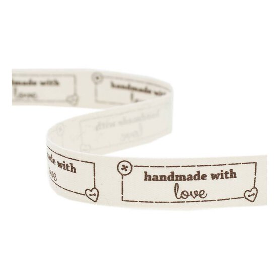 Handmade With Love Natural Ribbon 15mm x 5m image number 1