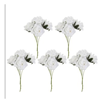 White Wired Rose Heads 20 Pack