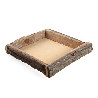 Natural Wash Bark Wooden Tray 25cm x 25cm x 4cm