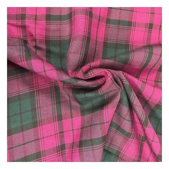 Purple and Black Poly Viscose Tartan Fabric by the Metre image number 1