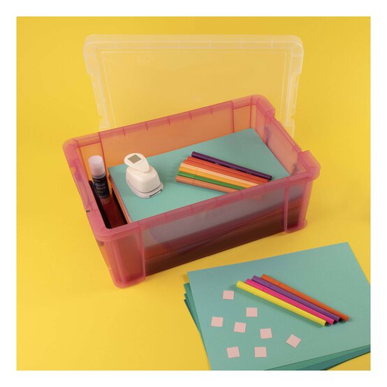 Whitefurze Allstore 10 Litre Transparent Pink Storage Box  image number 3