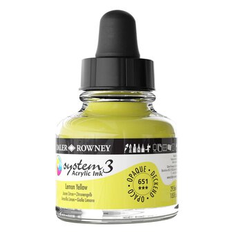 Daler-Rowney System3 Lemon Yellow Acrylic Ink 29.5ml