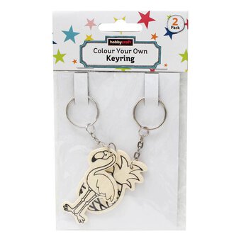 Colour Your Own Tropical Wooden Keyring 2 Pack