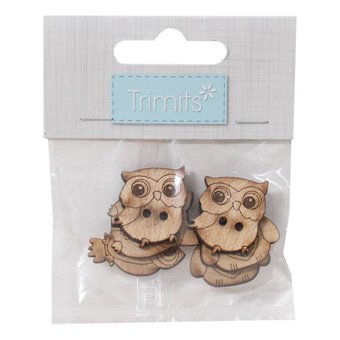 Trimits Wooden Owl Buttons 6 Pieces