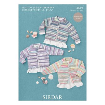 Sirdar Snuggly Baby Crofter 4 Ply Cardigan Digital Pattern 4619