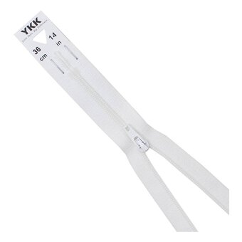 YKK White Dress and Skirt Zip 36cm