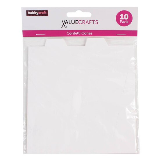 White Confetti Cones 10 Pack image number 2