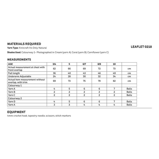 Knitcraft Kids&rsquo; Crochet Stripe Cardigan Digital Pattern 0218 image number 2