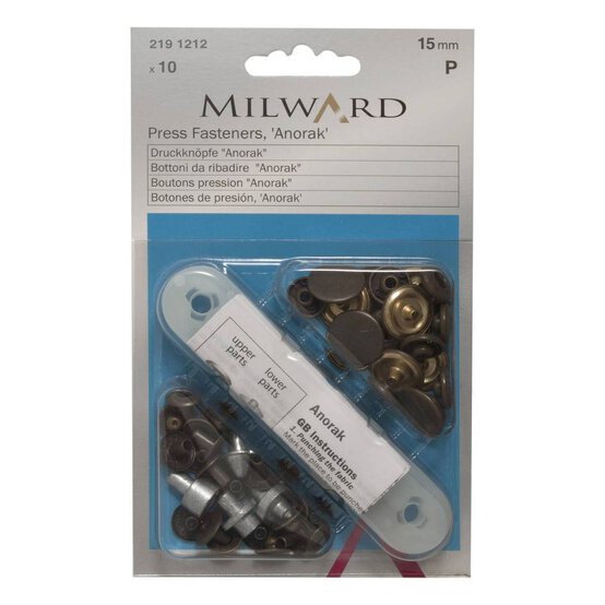 Milward Silver Sport and Camping Press Fasteners 15mm 10 Pack image number 1