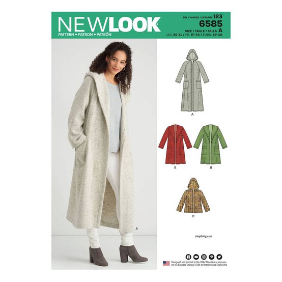 New Look Women's Coat with Hood Sewing Pattern 6585 image number 1