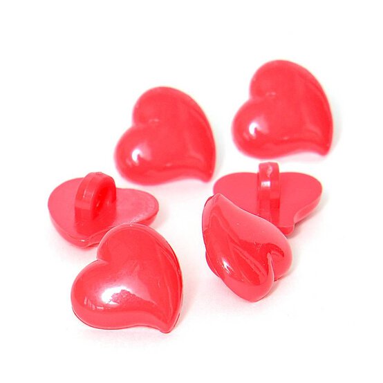 Hemline Red Novelty Hearts Button 6 Pack image number 1