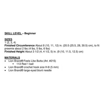 FREE PATTERN Lion Brand Crochet Preemie Hat L80012