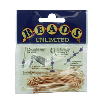Beads Unlimited Rose Gold Plated Eyepins 50mm 45 Pack