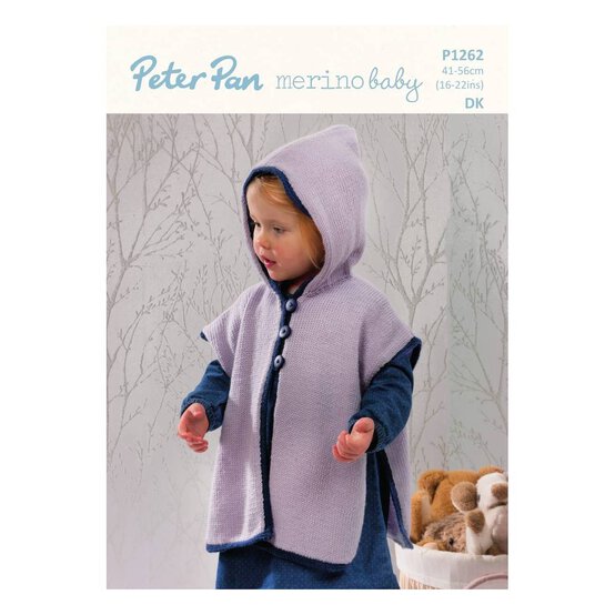 Peter Pan Baby Merino Hooded Tabard Digital Pattern P1262 image number 1