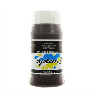 Daler-Rowney System 3 Burnt Umber Acrylic Paint 500ml